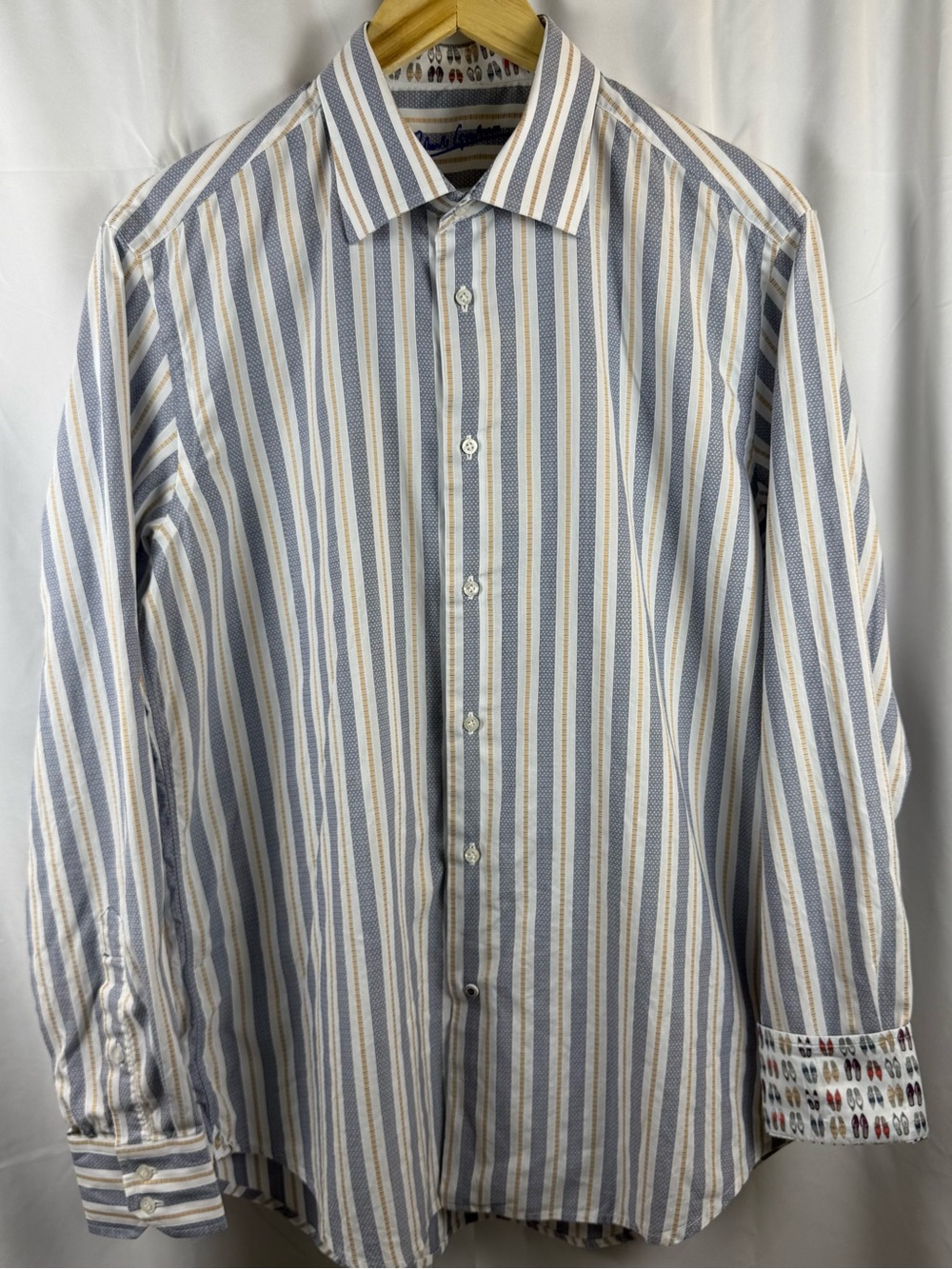 Robert Graham Men’s 16.5 42 Large Striped Long Sleeve Button Down Shirt